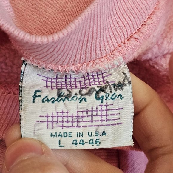 Vintage 80s Pink Crewneck Grannycore Sweatshirt Hummingbirds‎ Flowers M/L USA - Picture 8 of 10